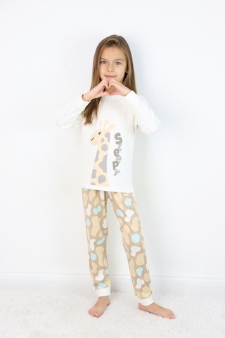 Kız Çocuk Orta Kalınlıkta Basic Baskılı Pijama Takımı Gri