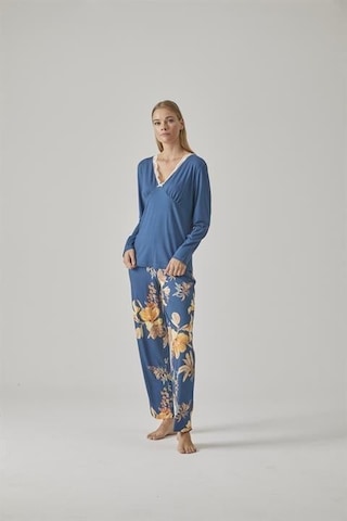 Relax Mode Kadın V Yaka Pijama Takımı - 10773 Mavi