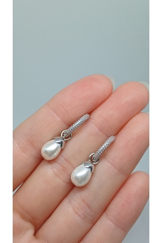 925 Ayar Gümüş İncili Halka Küpe Zarif Ve Şık Tasarım Gümüş