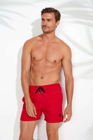 U.s Polo Assn. 21000 Erkek Orta Boy Deniz Şortu-kırmızı Kırmızı