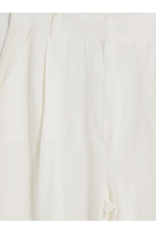 Lcw Comfort Beyaz Geniş Paça Pileli Kadın Kumaş Pantolon