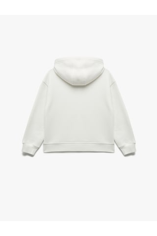 Koton Şardonlu Uzun Kollu Oversize Kapşonlu Sweatshirt Ekru 7wkg10025ak