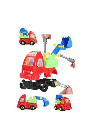 Eğitici Sök Tak Oyuncak Pilli Matkaplı 45 Parça Araç Tamir Seti Kepçe Ve Yeşil Motor