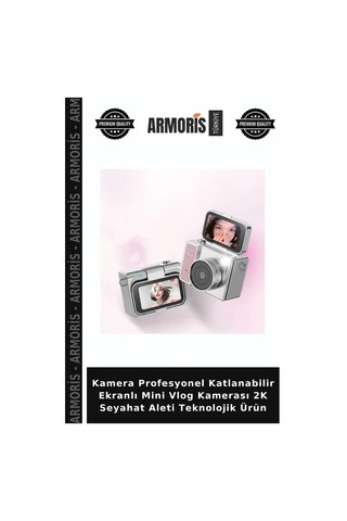 Kamera Profesyonel Katlanabilir Ekranlı Mini Vlog Kamerası 2k Seyahat Aleti Teknolojik Ürün