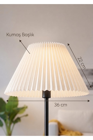Umbrella Pileli Lambader Başlığı Kısa Kırma Kumaş İthal Krem Çap 36 Cm Lam12