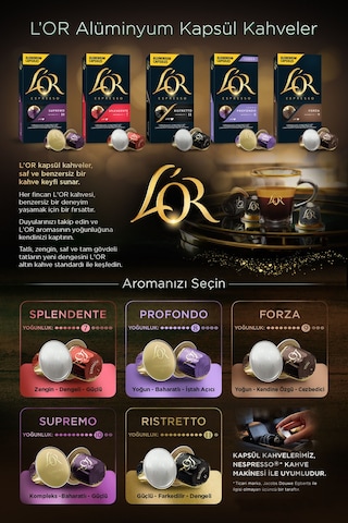 L'or Splendente Intensity 7 Nespresso Uyumlu Alüminyum Kapsül Kahve 10 Adet
