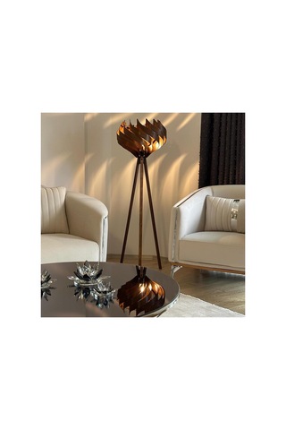 Ahşap Tripod Lambader, Modern Dekoratif Salon Lambası, Ceviz Renk 3 Ayaklı Ayaklı Lamba, Oturma Odası Yatak Odası Köşe Aydınlatma Diğer