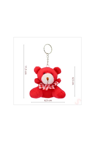 Pelüş Ayıcık Anahtarlık, 6,5 Cm X 6,5 Cm - Kırmızı