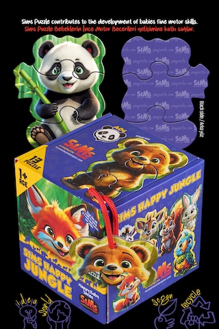 Sims Puzzle Bebekler İçin İlk Puzzle Yapboz Baby Orman - 1 Yaş Üstü Montessori Eğitici Oyuncak A04