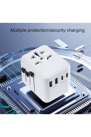 Ht-301 Çok Yönlü Seyahat Adaptörü 35 Watt Type-c 4 Çıkışlı Duvar