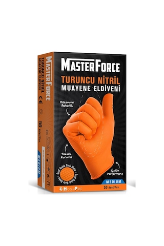 Haspet Masterforce Nitril Turuncu Eldiven 50 Adet