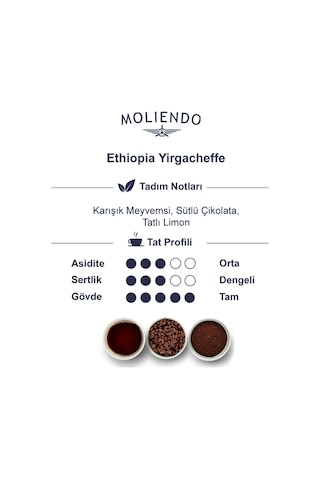 Moliendo Ethiopia Yirgacheffe Pratik Filtre Kahve 10 x 10 G