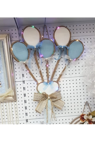 Led Işıklı Bebek Odası Kapı Süsü 5 Balonlu Çok Renkli