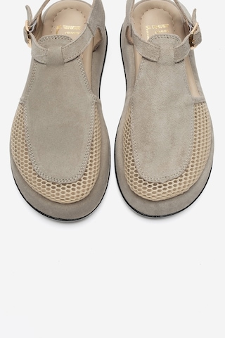 Luvi Shoes Lurelıa Bej Süet Hakiki Deri Fileli Kadın Sandalet