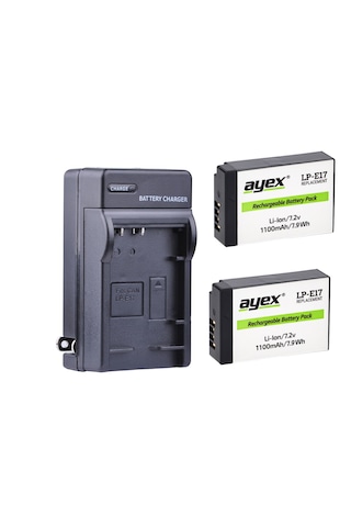 Ayex Lp-e17 2 Li Yedek Batarya + Şarj Cihazı Seti