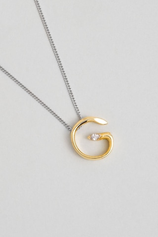 Asimetrik G Harfi 18 Ayar Beyaz Ve Sarı Altın Kaplama 45 Cm Gümüş Harfli Kolye Çok Renkli