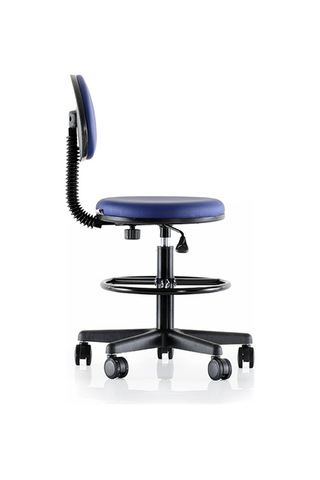 Uzay Ofis Fox Arkalıklı Hareketli Tabure - Mavi -  Tam Çemberli