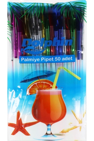 Körüklü Plastik Palmiye Pipet - 50 Adet