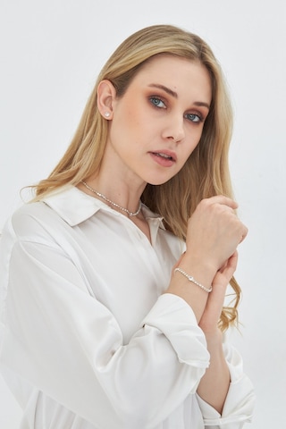 Lesa Wear Pırlanta Görünümlü Zirkon Taşlı Zarif Takı Seti Gümüş