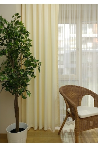 Evdepo Home Krem Düz Renk Soft Fon Perde Tek Kanat (539613490) Krem