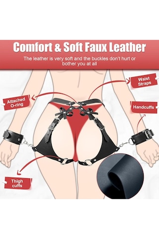 Zaga Oyun Deri Kalça Harness Bilek Bağlama Siyah Çok Renkli