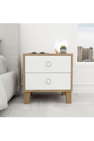 3690 Lısa 2 Çekmeceli Ayaklı Komodin Sepet-beyaz