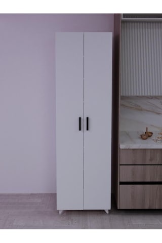 8 Raflı 2 Kapaklı 16r Mutfak Dolabı Banyo Dolabı Çok Amaçlı Dolap Beyaz Beyaz