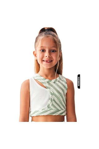 Xo Kids Kız Çocuk Atlet Bluz 4-8 Yaş 36515 Ekru - Yeşil