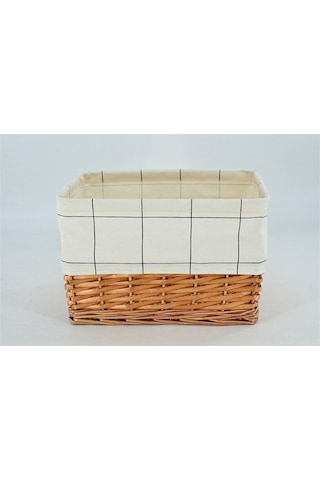Koçtaş Kareli Hasır Sepet Beyaz 26x18x28 Cm Bej