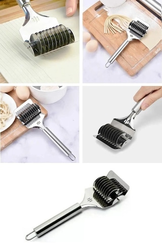 Rotanev Paslanmaz Çelik Erişte Makinasi Makarna Kesici Dilimleyici Kafes Rulo Hamur Kesici Gri