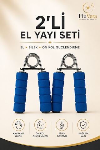 Mavi 2'li El Yayı Seti El Bilek Ön Kol Güçlendirme Kavrama Egzersiz Aleti Mavi