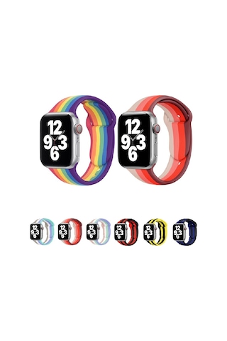 Apple Uyumlu Watch Kordon 3 4 5 6 7 Se 42 MM 44 MM 45 MM Gökkuşağı Kordon