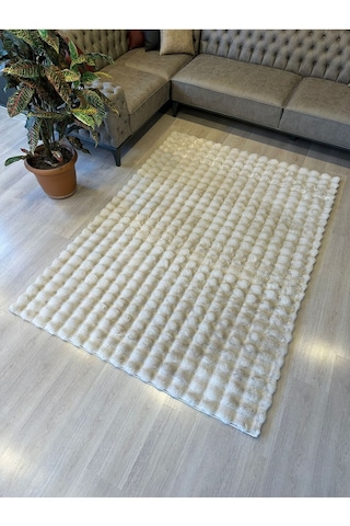 Aries Home Tavşan Tüyü Yumuşak Keçeleşmez Dekoratif Bubble İthal Kalite Post Halı Taş