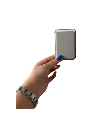 Teknohubstore Magsafe Ultra Güçlü Manyetik Deri Cüzdan - İphone Tüm Modellere Uyumlu 12 13 14 15 16 17 Ve 18 Pro Max Plus Telefon Arkası Kartlık Açık Gri Açık Gri