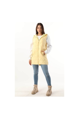 Markapia Woman Kadın Çıtçıt Yırtmaç Detaylı Kapitone Yelek Sarı
