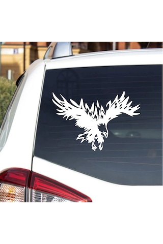 Sticker Dizayn Kartal Sticker - Eagle Beşiktaş Kanatlı Uçan Kartal Sticker - Araba Oto Motosiklet Karavan Cam Sticker - 00321 20x14 Cm