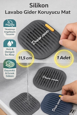 Süzgeç Süzgeçli Lavabo Gider Koruyucu Tıkanma Önleyici Silikon Mutfak Banyo Süzgeci Mat Gri - Gavm Beyaz - Çok Renkli
