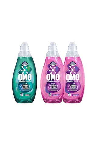 Omo Express Fresh Kötü Koku Karşıtı Beyaz ve Renkliler 1480 ML + Capcanlı Renkli ve Siyahlar için Deterjan 2 x 1480 ML