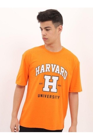 Çocuk Harvard Baskılı Tshirt-14612 Turuncu