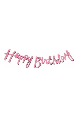 Happy Birthday Kaligrafi Banner Pembe 110x20 Cm Tüm Yaşlar