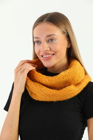 Kadın Hardal Örgü Boyunluk Hardal