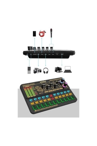 Ses Kartlı Condenser Mikrofon Seti - Kulaklık Ve Stand Dahil Açık Bej