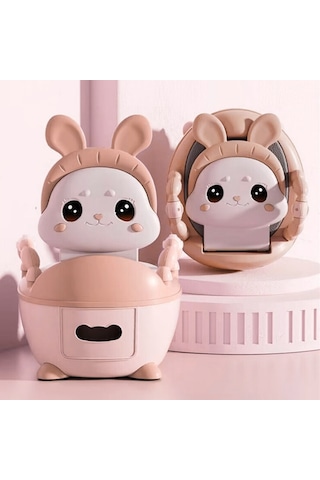 Çocuk Lazımlık Tuvalet Eğitici Taşınabilir Portatif Bebek Tuvaleti Kaymaz Hijyenik Pembe Pembe