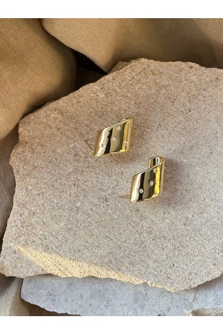 Altın Renkli Yarım Külah Küpe Çok Renkli