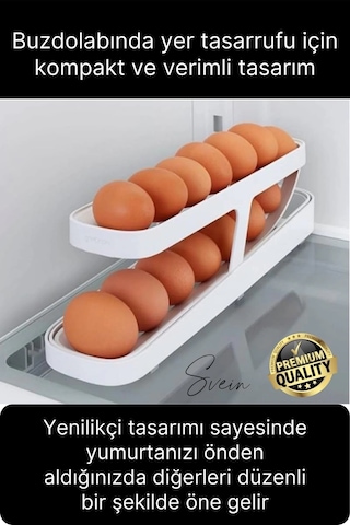 2 Katlı Pratik Yumurta Düzenleyici Buzdolabı Organizer Tutucu Otomatik Yuvarlanan Saklama Rafı Stand