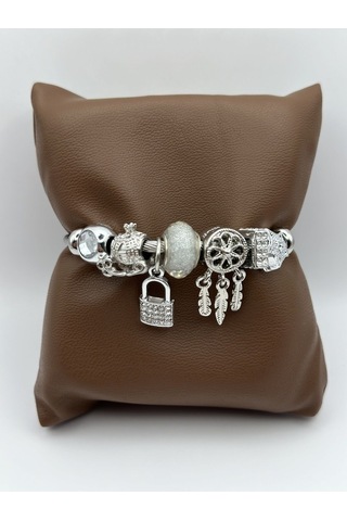 Arnes Jewelry Çelik Zirkon Taşlı Anahtarlı Bileklik Ar130nes Silver