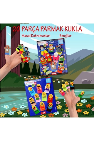 2 Set - 20 Parça Tox Emojiler ve Masal Kahramanları Parmak Kukla