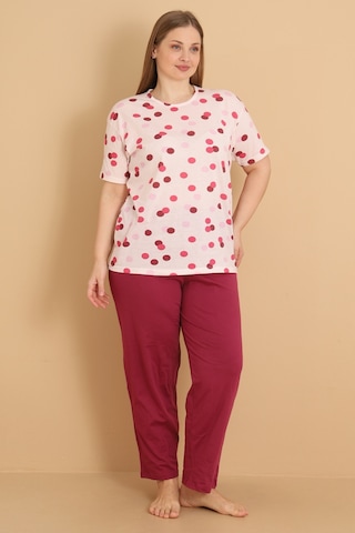 Wordex Mirano 4505 Kısa Kollu Penye Büyük Beden Kadın Pijama Takımı Pembe