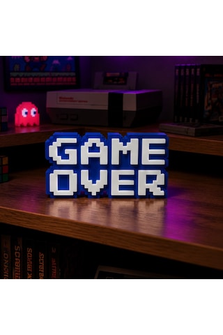 Game Over Yazılı Mavi Dekoratif Masa Süsü, 3d Baskı Retro Gamer Biblo, Oyuncu Odası Dekoru
