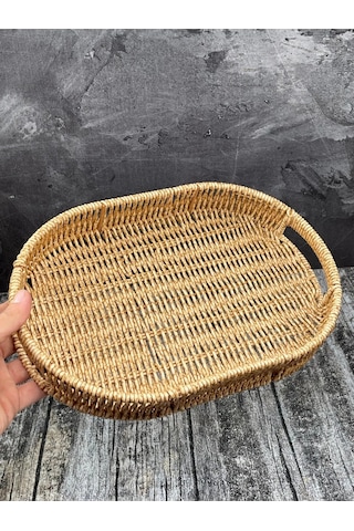 Küçük Boy Oval Hasır Tepsi Servis Sunum Tepsisi Organizer Düzenle